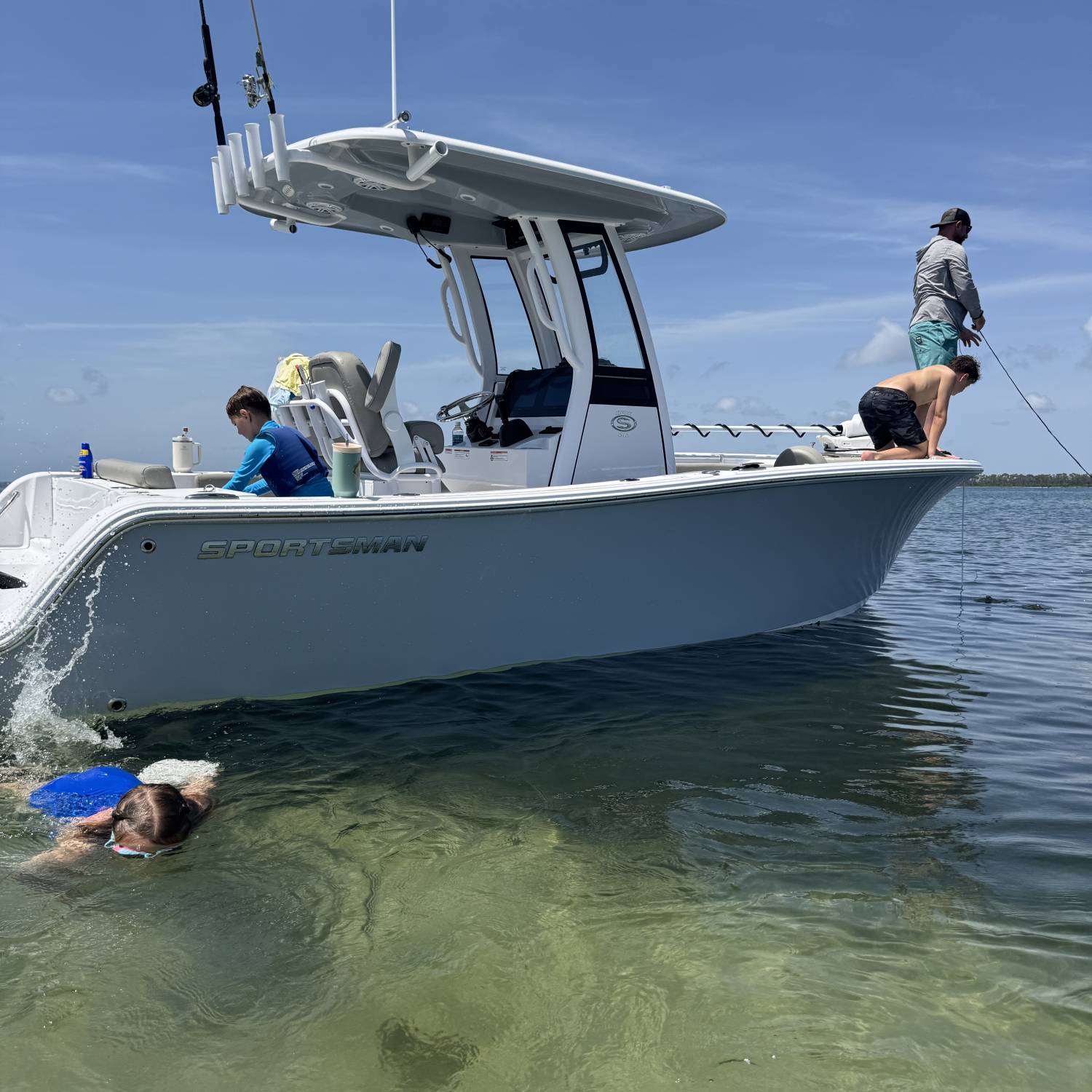 At the sandbar, some fishing, some swimming, all having a good time!