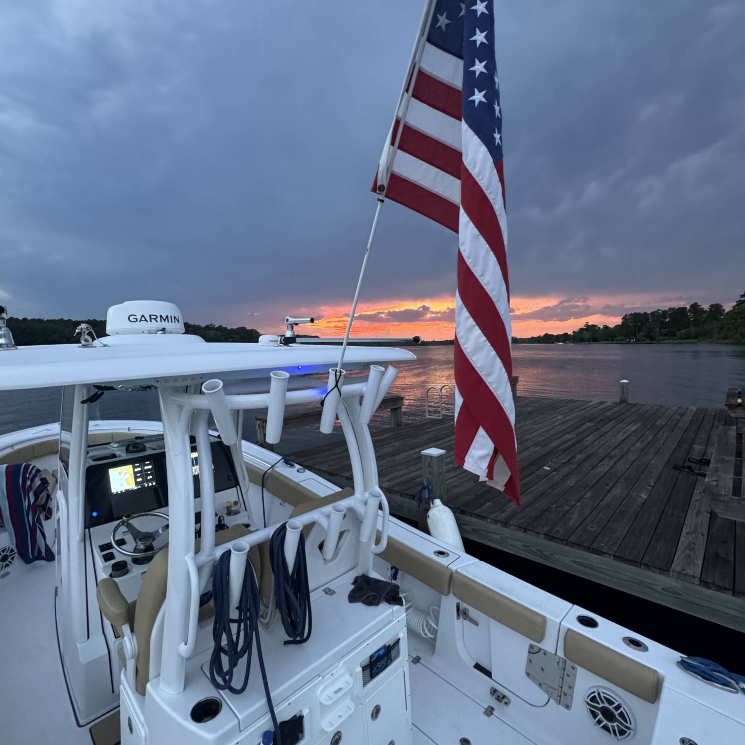 Title: 4th of July 282 - On board their Sportsman Open 282 Center Console - Location: Lake Marion. Participating in the Photo Contest #SportsmanJuly2025