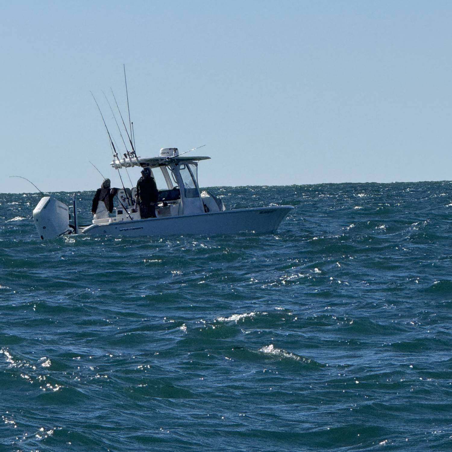 Live baiting for king mackerel in a local tournament off the beach of the Cape Lookout National...