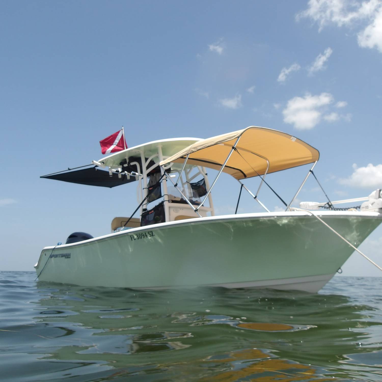 Beautiful day scalloping off the Gulf coast of Florida! Full shade and clear water.