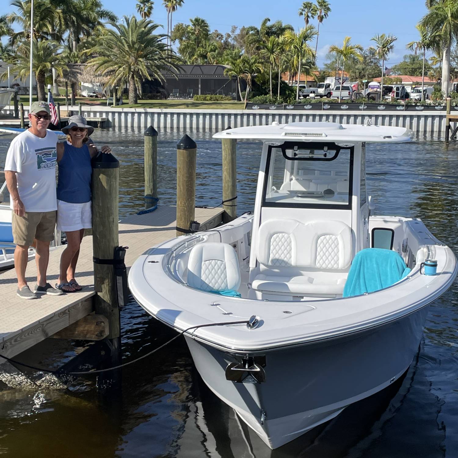 Docking in tight places at one of many restaurants in SW Florida on our 302 thanks to the joy s...